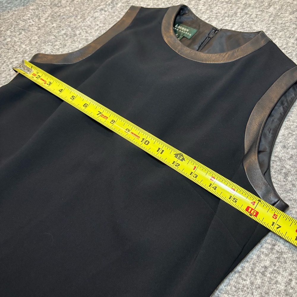 Lauren Ralph Lauren Women’s Sheath Dress Size 6 Black Leather Trim - Picture 5 of 7